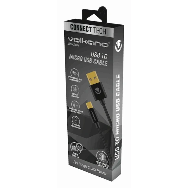 Volkano Micro Series USB to Micro USB M/M Cable 0.75m - Image 2