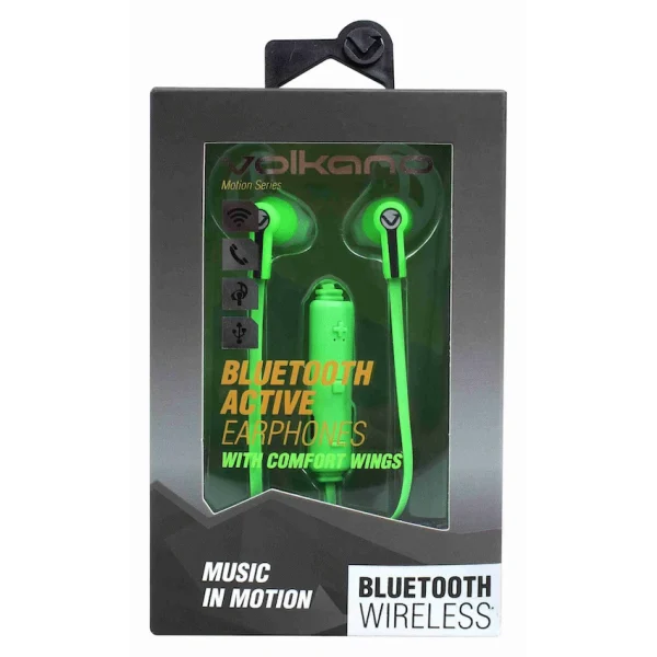 Volkano Motion Bluetooth Earphones - Green/Black - Image 2