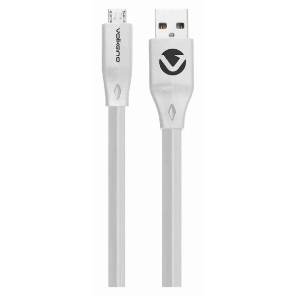 Volkano Slim Series Flat PVC Micro USB Cable 1.2m - White - Image 2