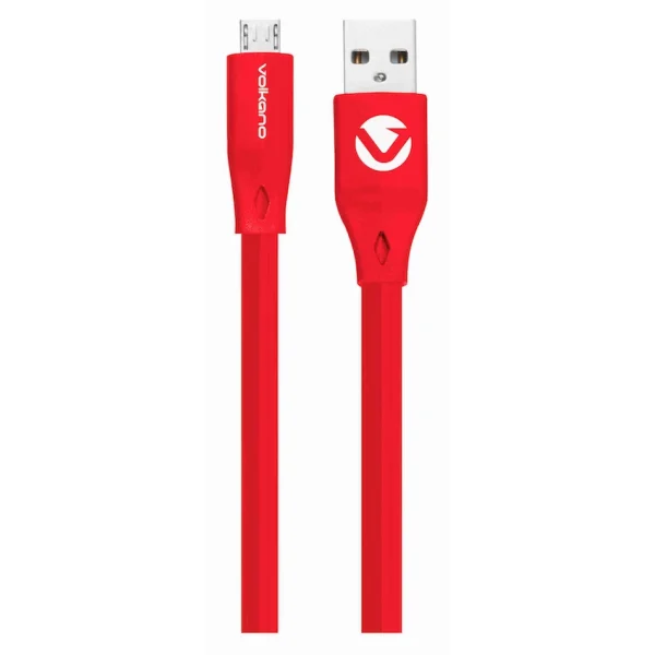Volkano Slim Series Flat PVC Micro-USB Cable 1.2m - Red