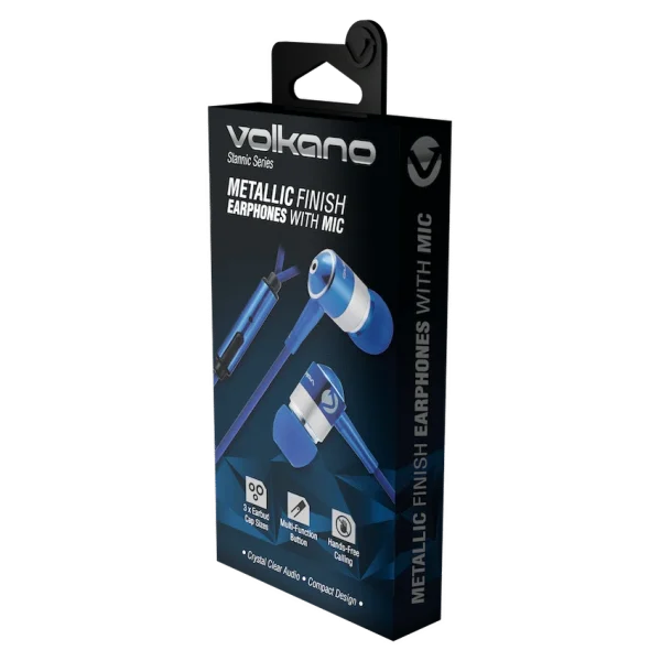 Volkano Earphones with Mic - STANNIC SERIES - Blue - Image 2