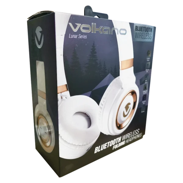 Volkano Lunar Series Bluetooth Headphones - White/Rose Gold - Image 2