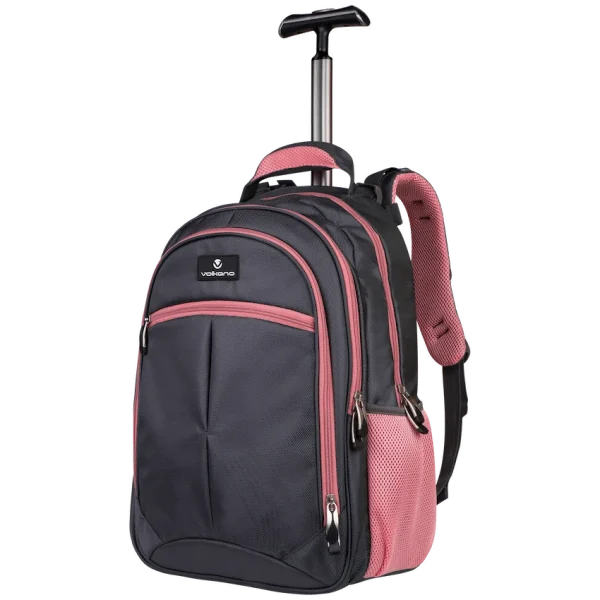 Volkano Orthopaedic Trolley Backpack 35l - Dark Grey/Pink