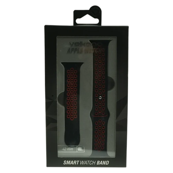Volkano Smart Watch Band - Sport Silicone - iWatch 42mm - Black and Red S/L - Image 3