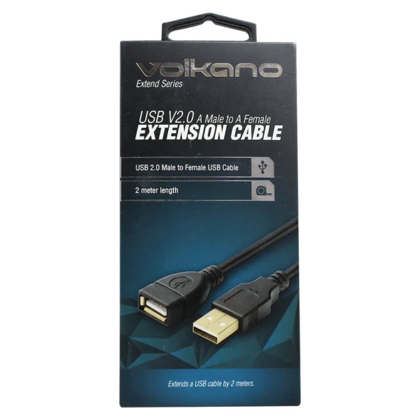 Volkano Extend Series USB Extension Cable - 2m - Black - Image 2
