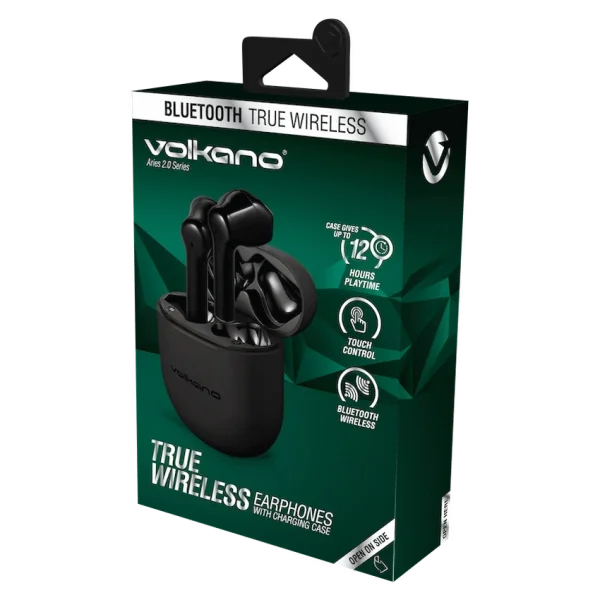 Volkano Aries 2.0 Series TWS Earphones + Charging Case - Black - Image 2
