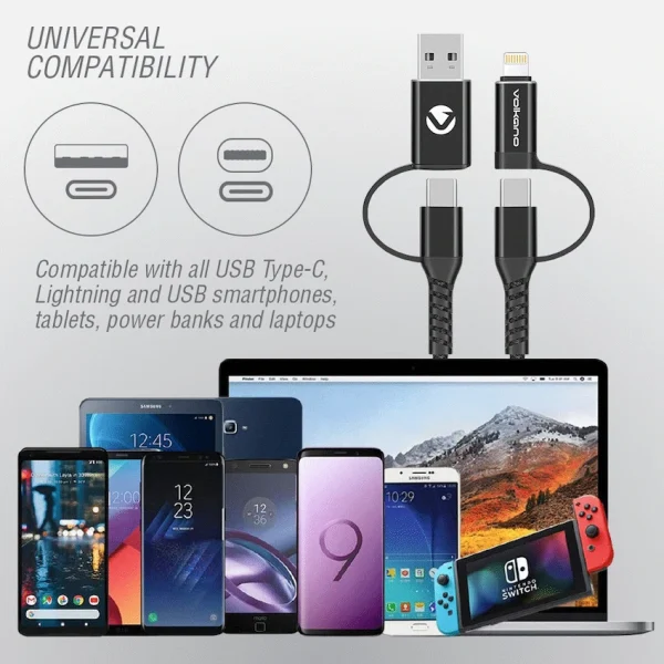Volkano Weave Series 4-in-1 Cable Two Pack - 1.2m/4ft & 1.8m/6ft - Image 3