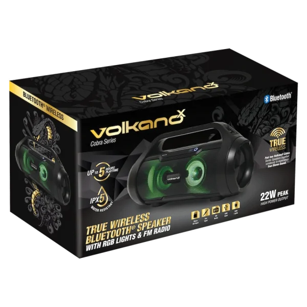 VolkanoX Cobra Series Bluetooth Speaker - Black - Image 3