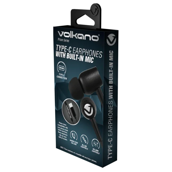 Volkano Prism Series Type-C Earphone - Black - Image 3