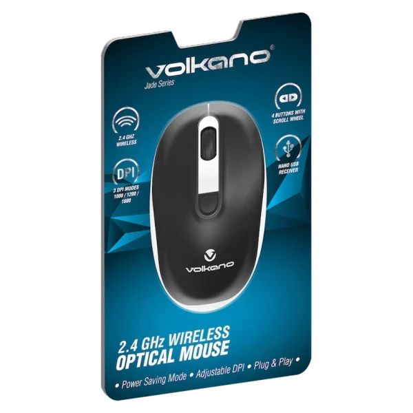 Volkano Jade Series Wireless Mouse - Black with White - Image 3