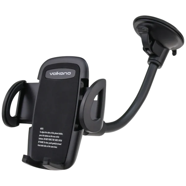 Volkano Flex Series Car Phone Holder with Suction Cup and Flexible Arm - Black