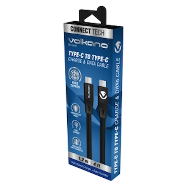 Volkano Slim Series Type-C to Type-C Cable - Black (1.2m) - Image 3
