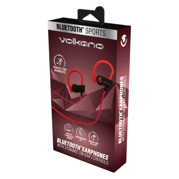 Volkano Race Series Bluetooth Sport Earhook Earphones - Black/Red - Image 3