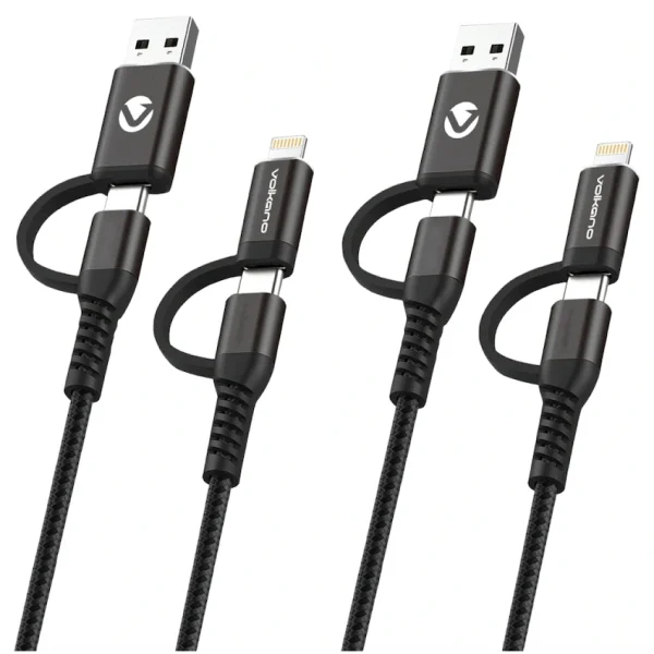 Volkano Weave Series 4-in-1 Cable Two Pack - 1.2m/4ft & 1.8m/6ft