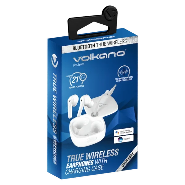 Volkano Ore Series True Wireless Earphones with Charging Case - White - Image 3