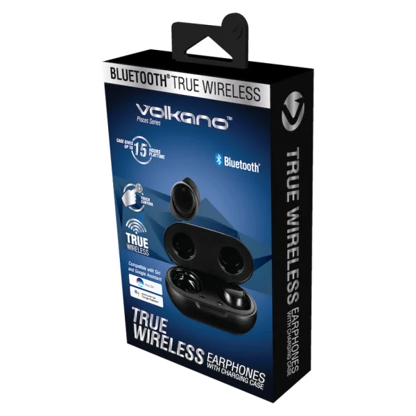 Volkano Pisces Series TWS Earphones + Charging Case - Black - Image 2