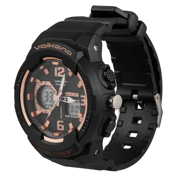 Volkano Session Series Sports Watch - Black with Rose Gold