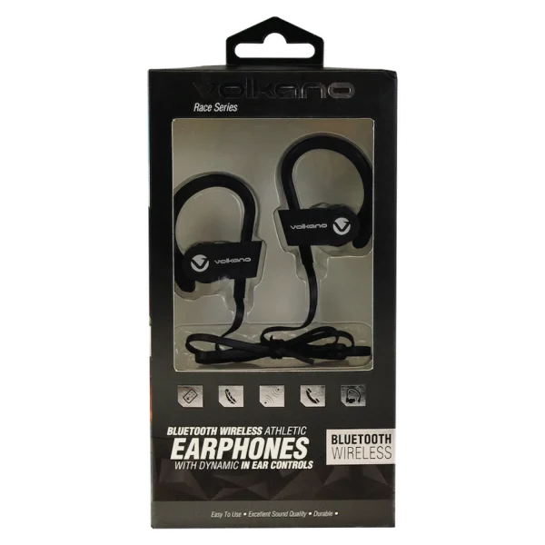 Volkano Race Series Bluetooth Sport Earhook Earphones - Black - Image 2