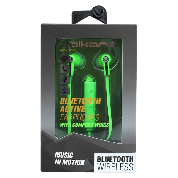 Volkano Motion Bluetooth Earphones - Green/Black - Image 3