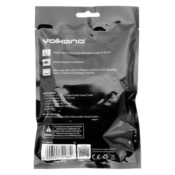 Volkano 3 RCA to 3 RCA Cable 3m - Image 3