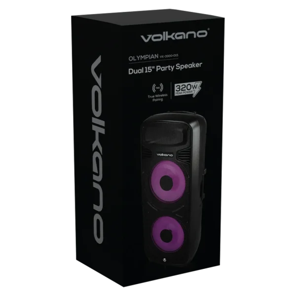 Volkano Olympian Series Dual 15" Party Speaker - Black - Image 3