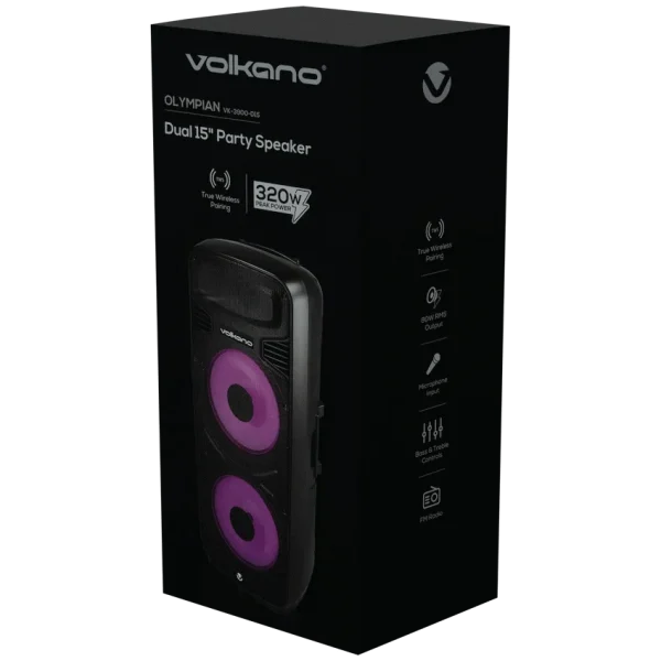 Volkano Olympian Series Dual 15" Party Speaker - Black