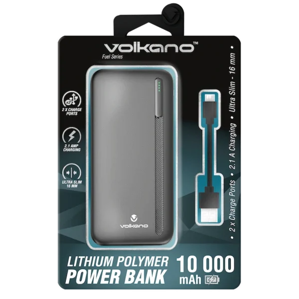 Volkano Fuel Series 10000mah Power Bank - Black - Image 3