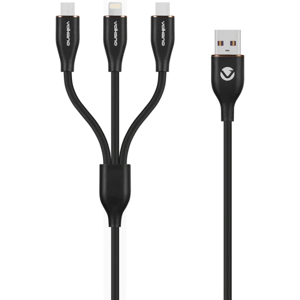 Volkano Flexi Series 3-in-1 Charging Cable - Black