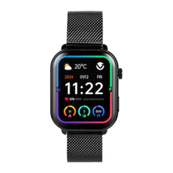 Volkano Trinity Series Smartwatch with Metal Mesh Strap - Black - Image 3