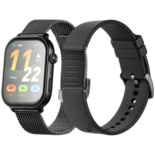 Volkano Trinity Series Smartwatch with Metal Mesh Strap - Black