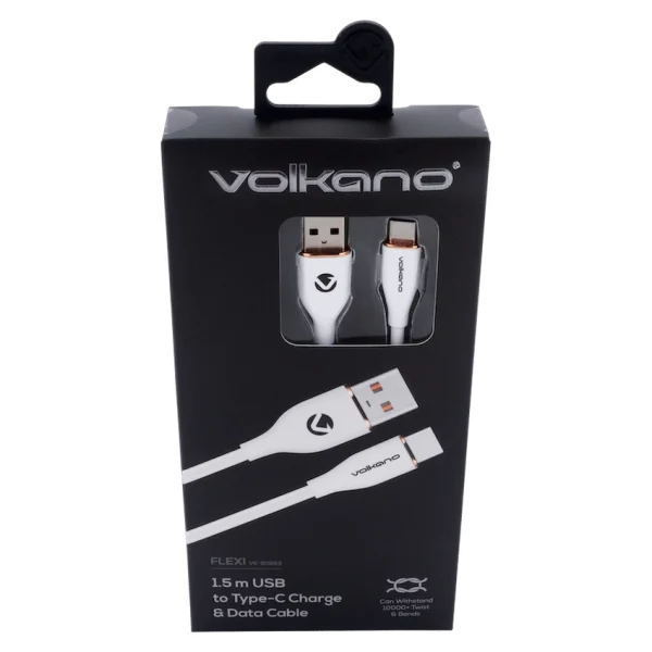 Volkano Flexi Series USB to Type-C 1.5m 30w - White - Image 3
