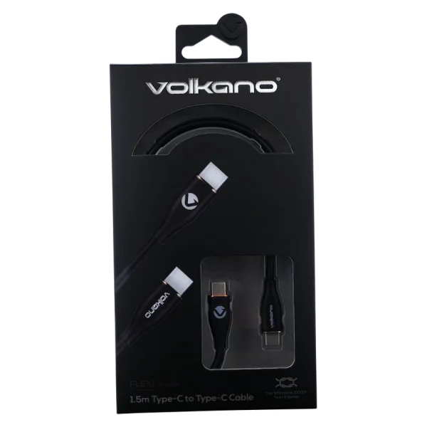 Volkano Flexi Series Type-C to Type-C 1.5m 60w - Black - Image 2