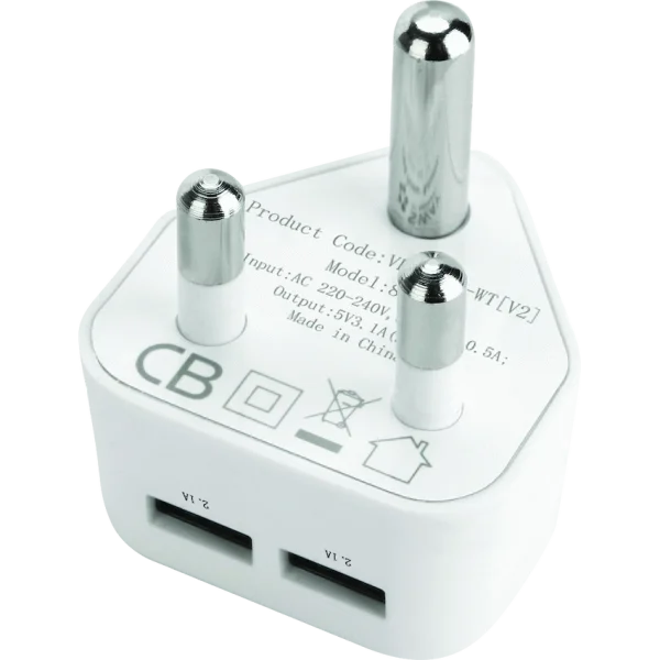 Volkano Current Series Double USB Wall Charger with 3-Pin Plug - Image 2