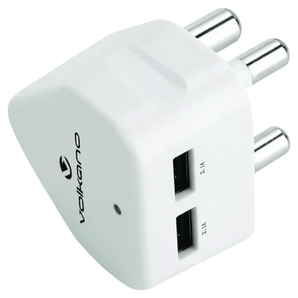 Volkano Current Series Double USB Wall Charger with 3-Pin Plug