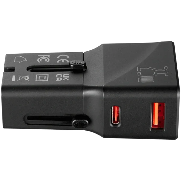Volkano Globetrotter Series 25w Dual USB + Type-C Mini Travel Adaptor