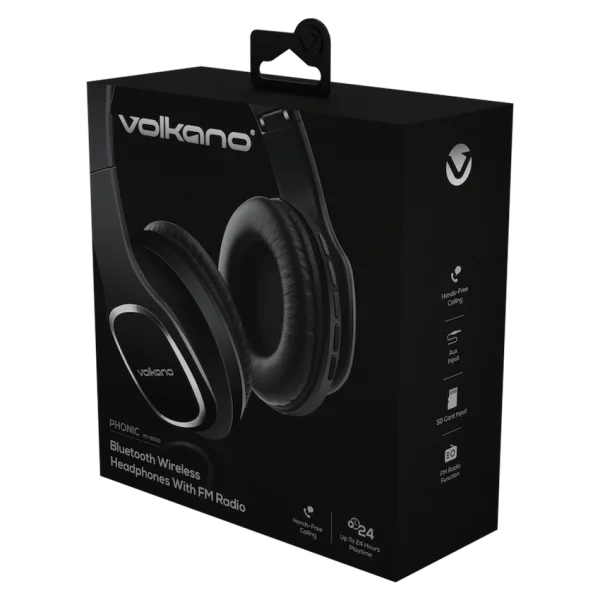 Volkano Phonic Series Bluetooth Full Size Headphones - Black - Image 7
