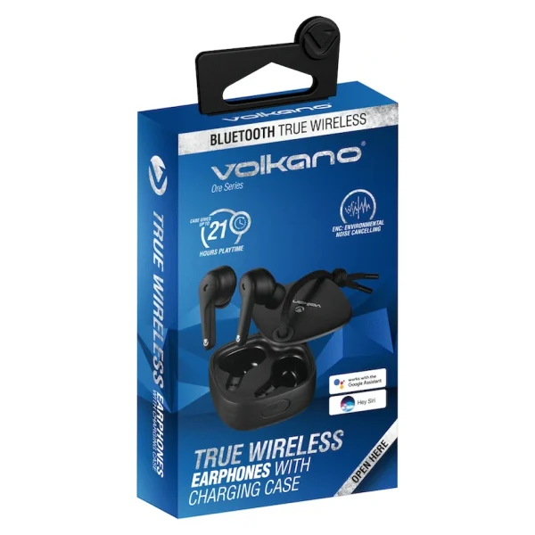 Volkano Ore Series True Wireless Earphones with Charging Case - Black - Image 2