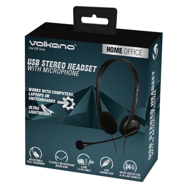 Volkano Chat USB Stereo Headset with Boom Microphone