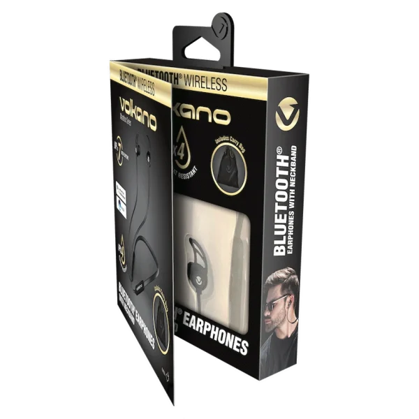 Volkano Marathon Series Bluetooth Earphones with Neckband - Black - Image 2