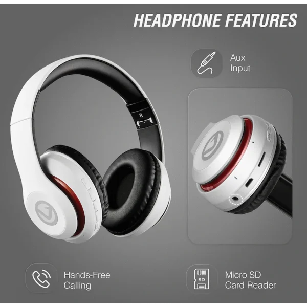 Volkano Impulse Series Bluetooth Headphones - White - Image 2