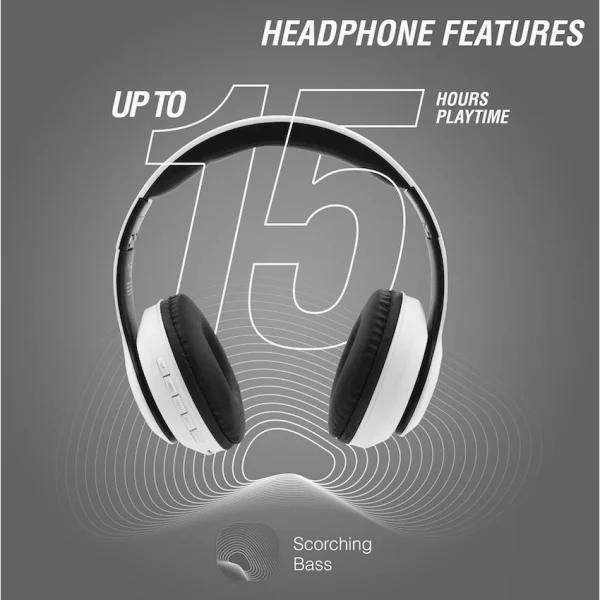 Volkano Impulse Series Bluetooth Headphones - White - Image 3