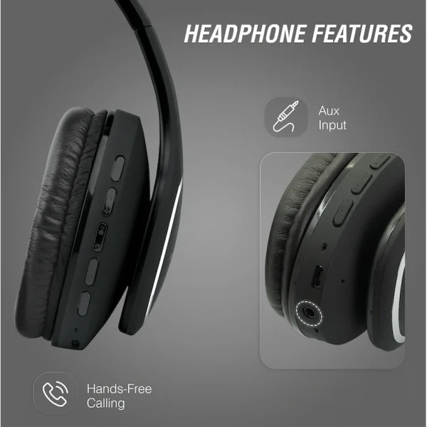 Volkano Phonic Series Bluetooth Full Size Headphones - Black - Image 8