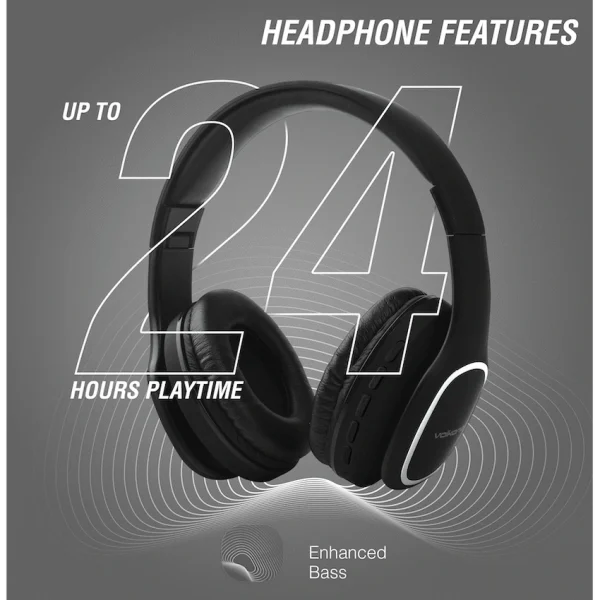 Volkano Phonic Series Bluetooth Full Size Headphones - Black - Image 9