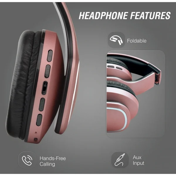 Volkano Phonic Series Bluetooth Full-Size Headphones - Rose Gold - Image 4