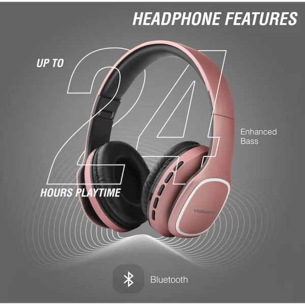Volkano Phonic Series Bluetooth Full-Size Headphones - Rose Gold - Image 5