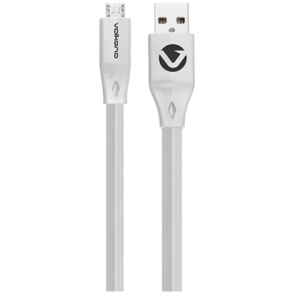 Volkano Slim Series Flat PVC Micro USB Cable 1.2m - White