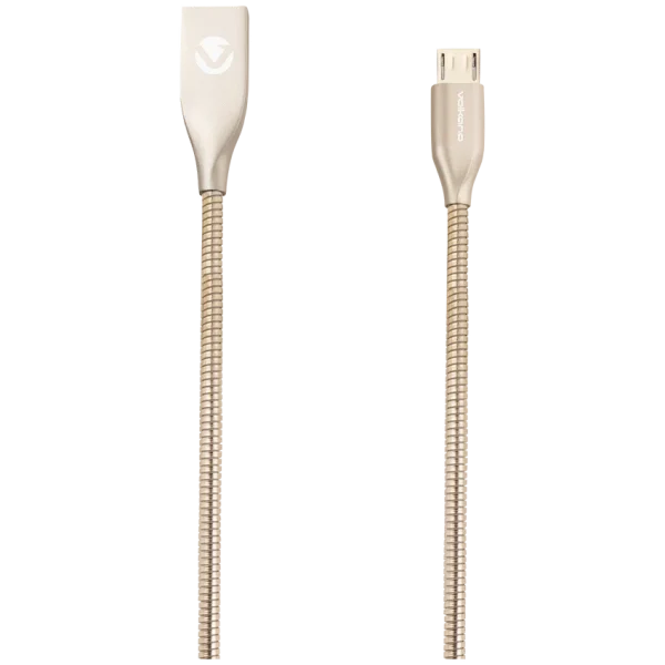 Volkano Iron Series Round Metallic Spring Micro USB Cable 1.2m - Champagne Gold