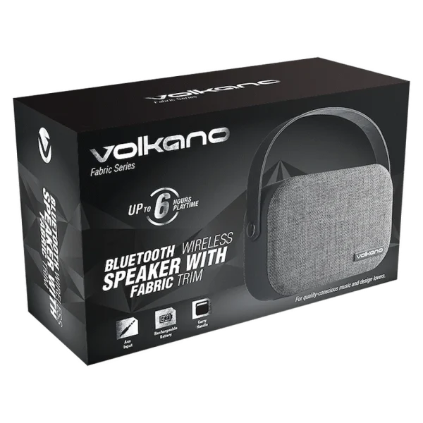Volkano Fabric Series Bluetooth Speaker with Fabric Trim - Dark Grey - Image 2