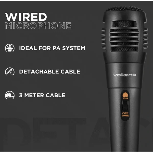 Volkano Vocal Series ABS Wired Microphone - Black - Image 6