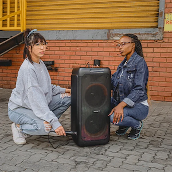 Volkano Helios Series Dual 8" Party Speaker with Microphone & Light Effects - Image 4